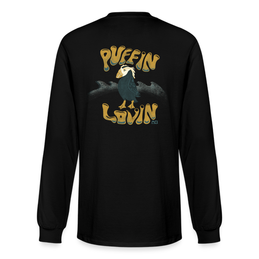 Unisex Organic Puffin Long-sleeved T-shirt - black